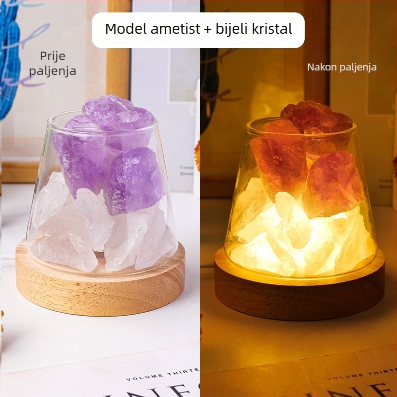 Prirodni kristalni surovi kamen za difuziju esencijalnih ulja i aromaterapiju, noćna lampica bez plamena za dom i spavaću sobu, dekorativno rasvjetno osvjetljenje za atmosferu