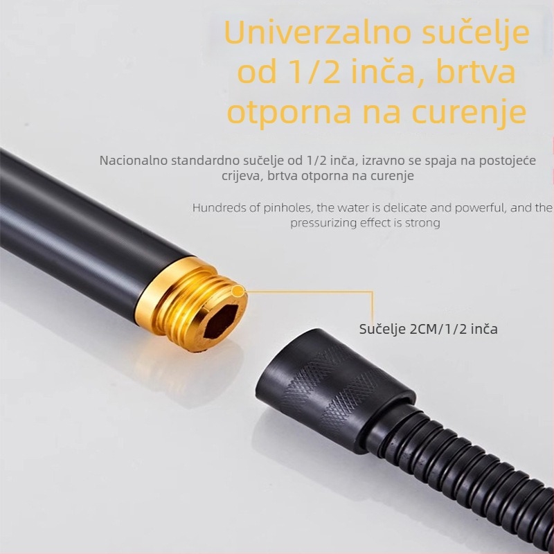 Ručni tuš glava od nehrđajućeg čelika, tri načina raspršivanja, okretni nosač