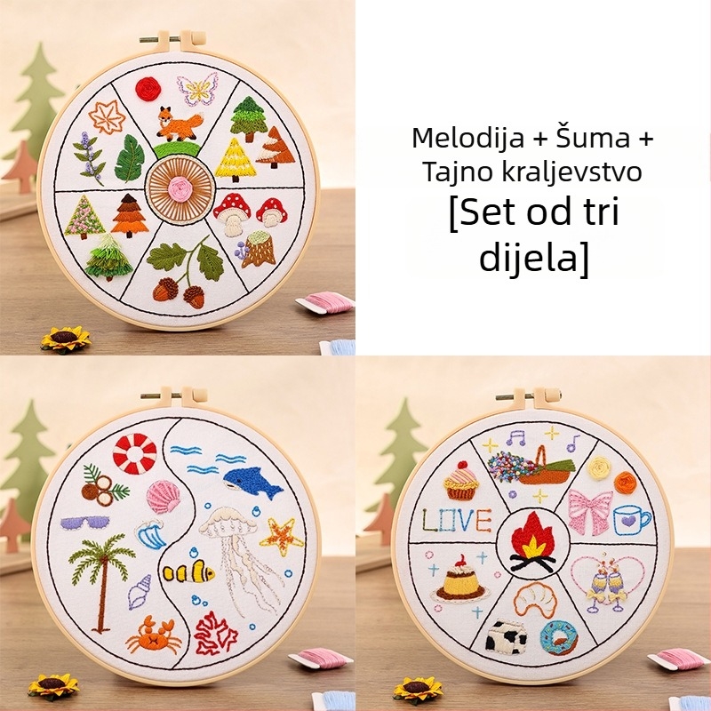 Ručni DIY komplet materijala za vezenje, komplet alata za početnike, jednostavan trening set za vezenje