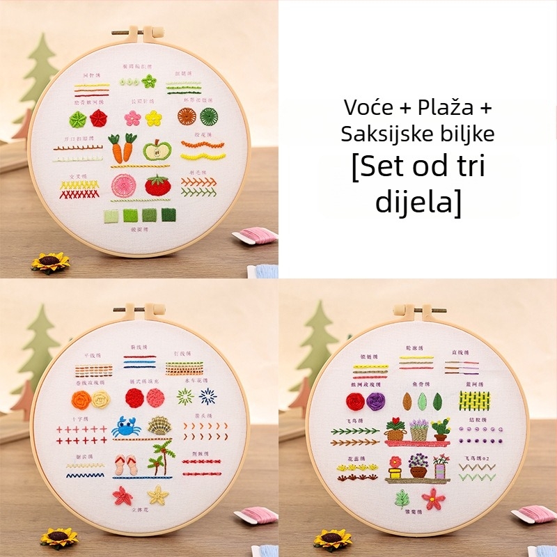 Ručni DIY komplet materijala za vezenje, komplet alata za početnike, jednostavan trening set za vezenje