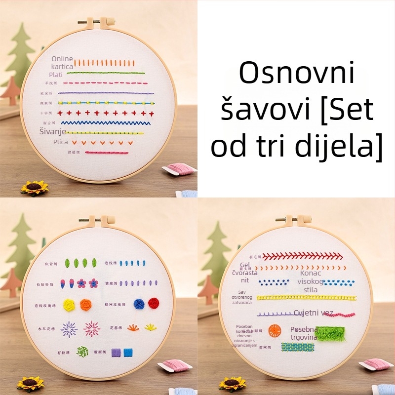 Ručni DIY komplet materijala za vezenje, komplet alata za početnike, jednostavan trening set za vezenje