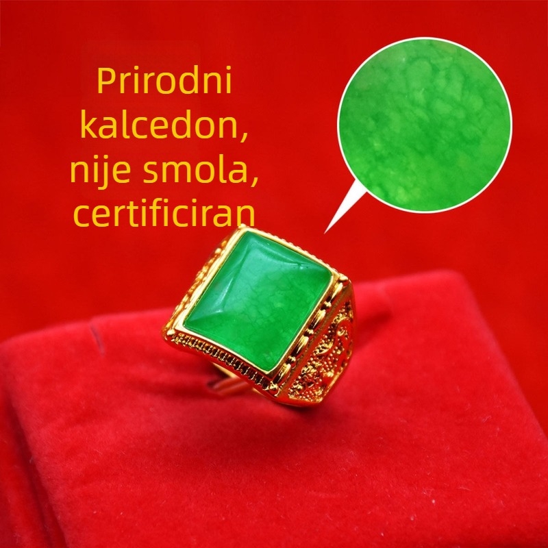 Otvoren Retro muški prsten u boji pijeska-zlata, s motivom bogatstva zmaja, pozlaćeni bakar.