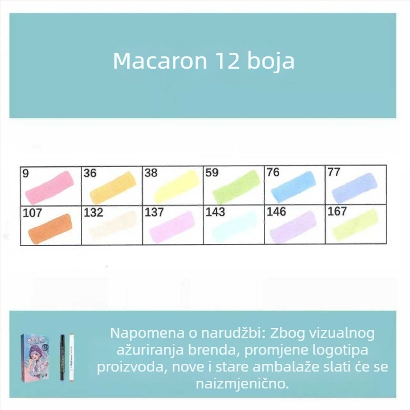 Touch marker na bazi ulja, dvostrani vrh, 12 boja, alkoholni akvarel marker za učenike i djecu