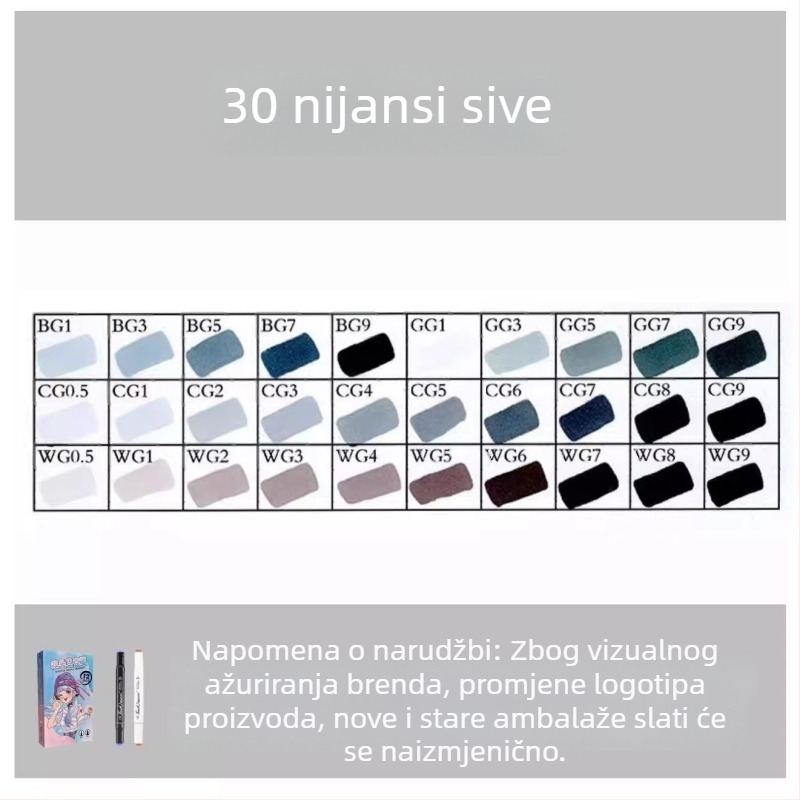 Touch marker na bazi ulja, dvostrani vrh, 12 boja, alkoholni akvarel marker za učenike i djecu