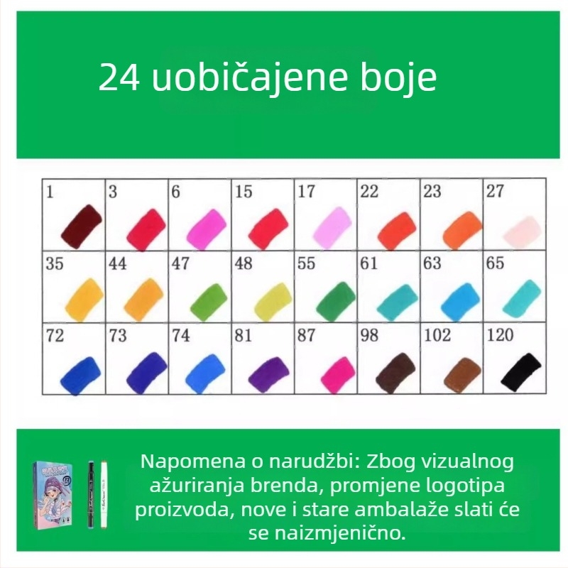 Touch marker na bazi ulja, dvostrani vrh, 12 boja, alkoholni akvarel marker za učenike i djecu