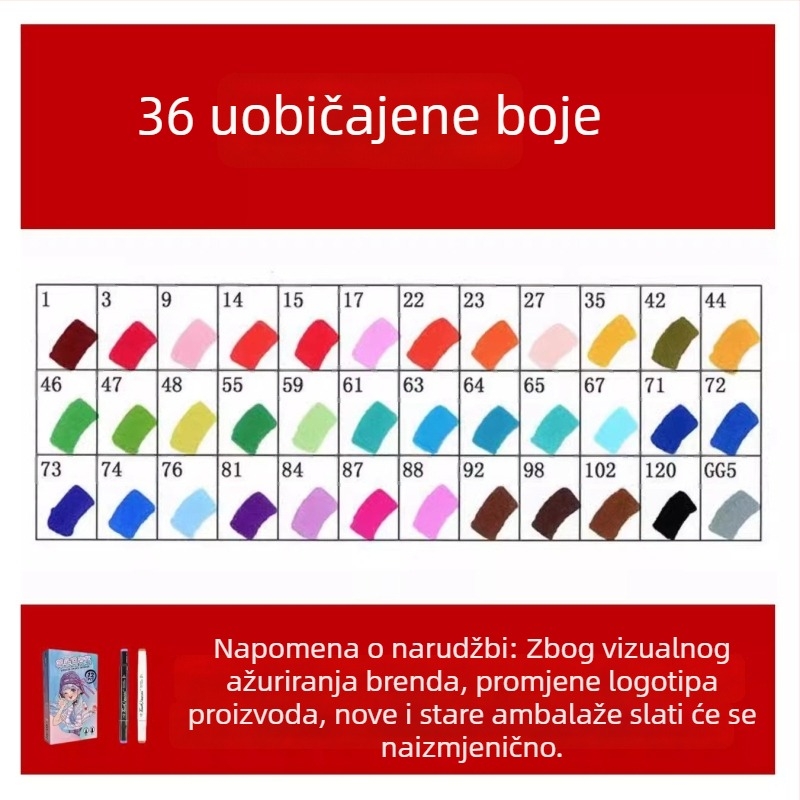 Touch marker na bazi ulja, dvostrani vrh, 12 boja, alkoholni akvarel marker za učenike i djecu