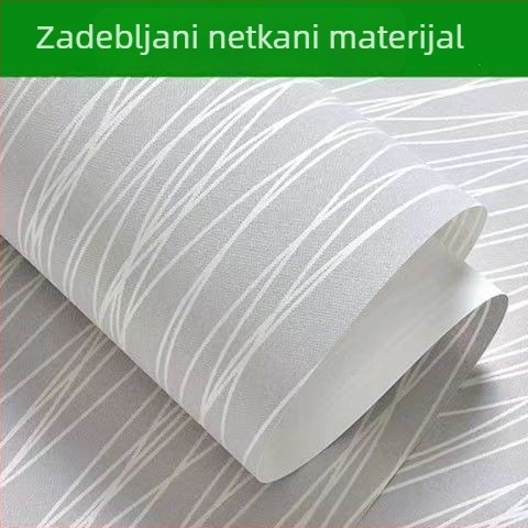 Nordijski jednostavni samoljepljivi netkani tapet s jednofarbenom pozadinom i blagim prugama, tekstura diatomitne mase, za spavaću sobu i dnevni boravak, toplo