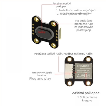 TOF050F 200F400F laserski senzor za udaljenost, modul MODBUS IIC, serijski izlaz više načina rada
