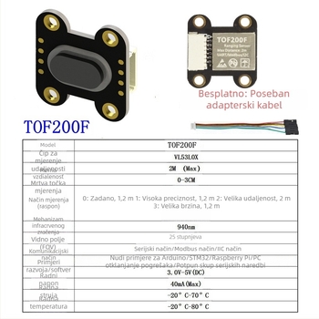 TOF050F 200F400F laserski senzor za udaljenost, modul MODBUS IIC, serijski izlaz više načina rada