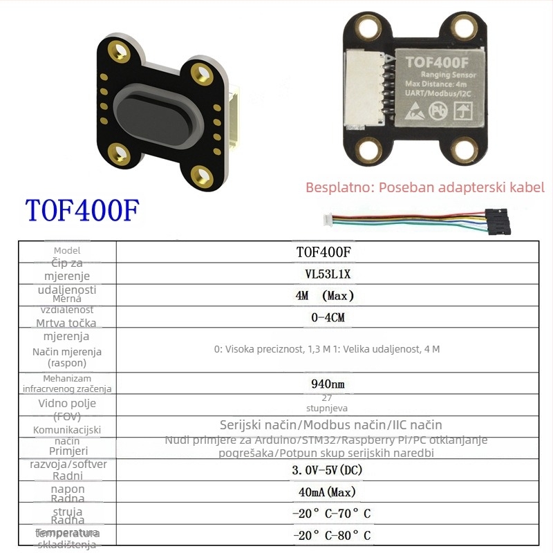 TOF050F 200F400F laserski senzor za udaljenost, modul MODBUS IIC, serijski izlaz više načina rada
