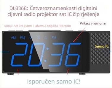 DL8368: LED prikaz vremena s četiri znamenke – IC čip za projekcijski budilnik s radiom