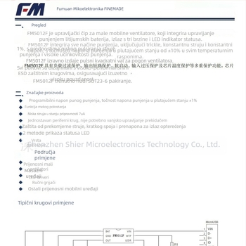 FM5012F mikro ventilatorski čip s integriranim upravljanjem punjenjem i pogonom motora