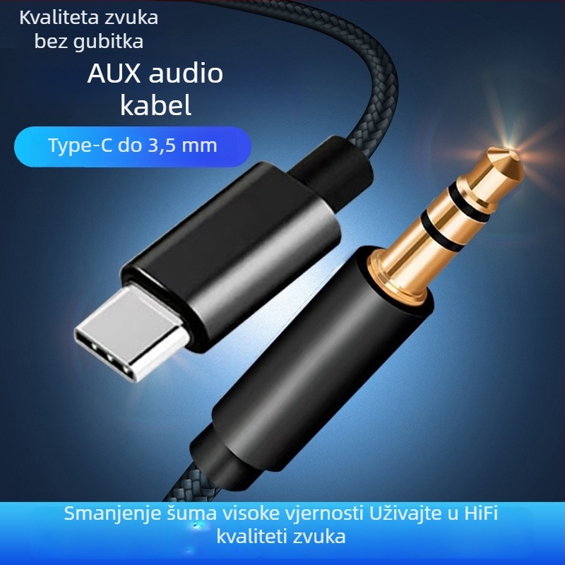 Kabel Type-C na 3,5 mm AUX za Huawei, Oppo i Vivo mobitele, slušalice i auto