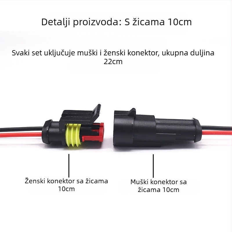 2‑pin vodootporni HID auto konektor, muški i ženski, zamjena HID AMP utikača