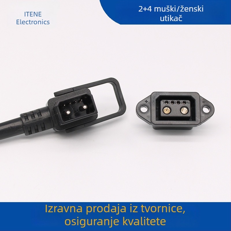 Visokonaponska punjačka utičnica za litijsku bateriju električnog vozila, 6‑pin ženski priključak, raspored 2+4, kabel za pražnjenje