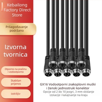 M16 konektor, avionski utikač 2-10P, muški i ženski spoj, IP67 vodootporan, GX16 napojni kabel