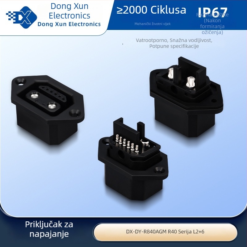 Dongxun 2+4‑pin EV priključak za punjenje, muški i ženski Dx-Dy-R840 AGM vodootporan