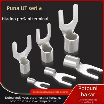 UT1.5-3 hladno lisani terminal, kraj u obliku U i Y, golim krajem bakrenog vodica, srebrno premazan priključak