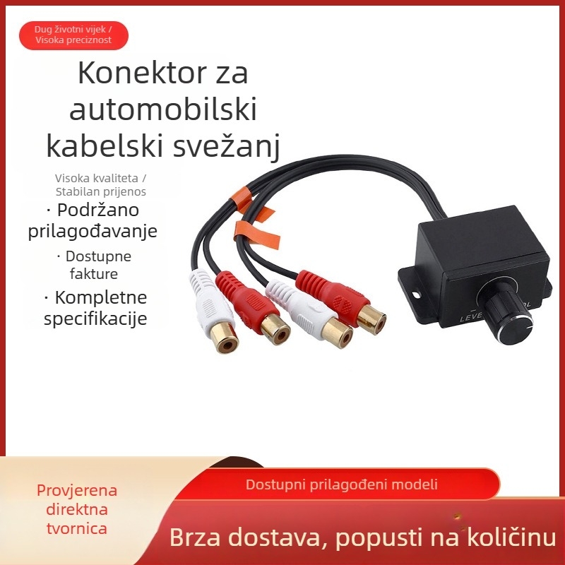 Regulator glasnoće automatskog pojačala s RCA ženskim konektorom, ulaz/izlaz, 2 RCA priključka muški-ženski