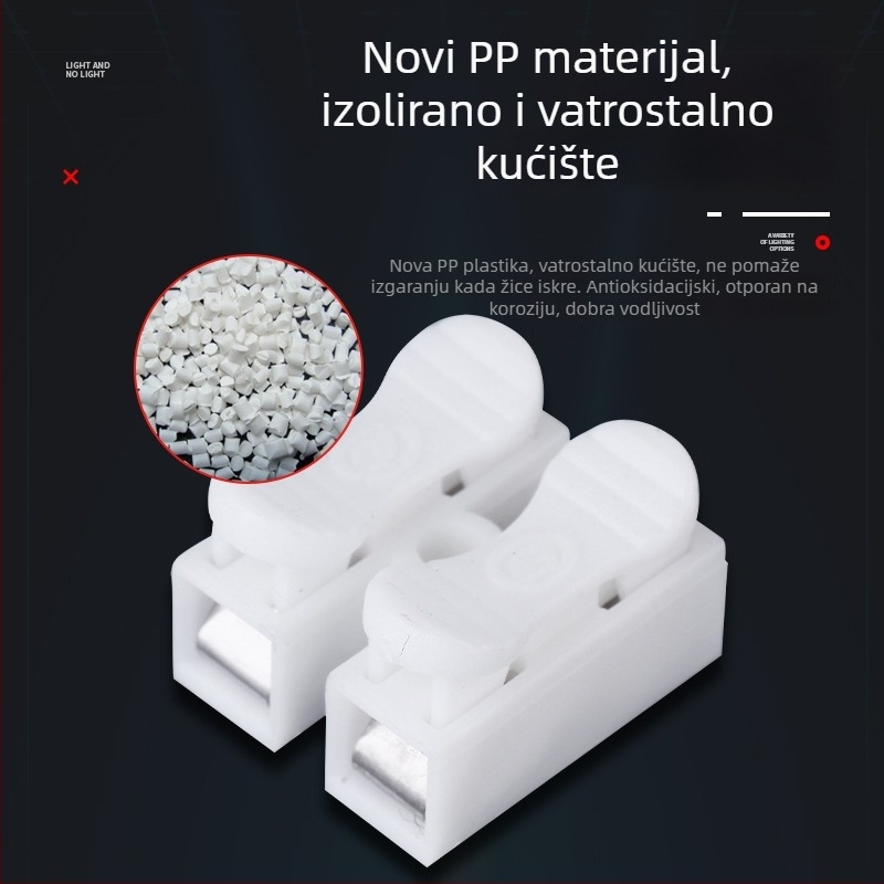 CH2 terminal blok tipa pritiska, 2 ulaza, 2 izlaza, brzi konektor za LED rasvjetu