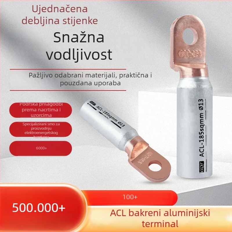 ACL terminalni konektor za kabel s okruglom glavom, bakar-aluminijska legura, plastično kućište, za osigurač