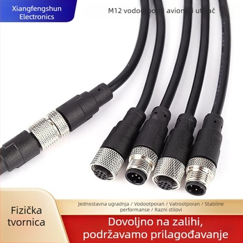 M12 vodootporan avion konektor – muški i ženski spoj za senzor, kabel za povezivanje, industrijsko povezivanje P67