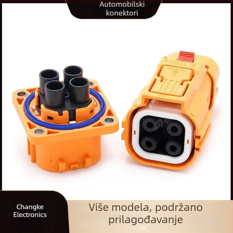 Visokonaponski četverojezgreni konektor, vodootporan automobil 4P konektor, ravni priključak, muški i ženski električni kontakti