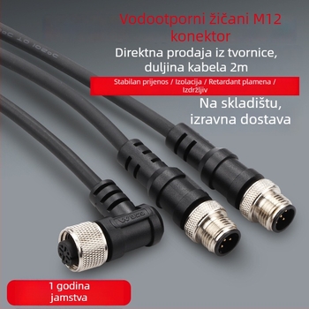 M12 vodootporan spoj za signale senzora, kabel sa 4 ili 5 vodiča, utikač injekcijskog kalupa