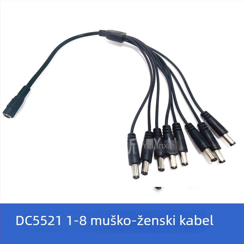 Kabel napajanja za LED trake 12V s DC5521 konektorom, podjela 1 na 2 i 1 na 3, ženski-muški