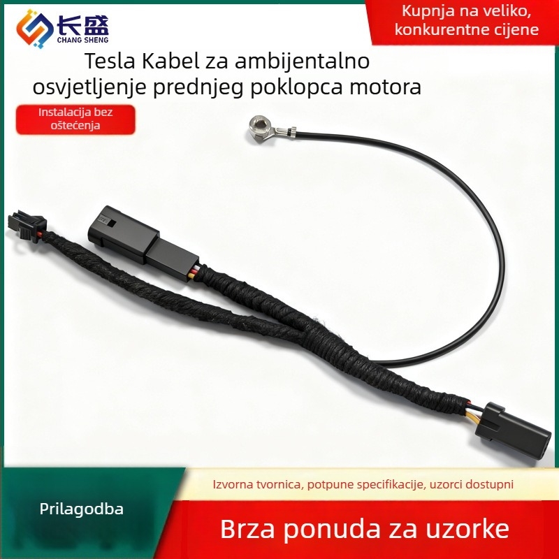 Tesla Model 3/Y Kabel za ambijentalno osvjetljenje prtljažnika – prednja i stražnja strana, konektor kabela svjetla poklopca motora