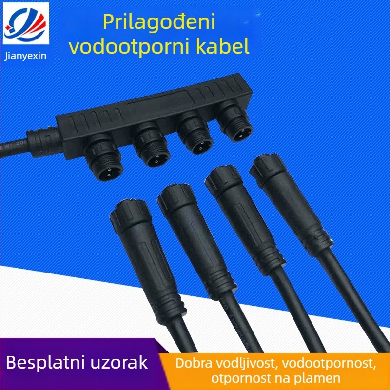 M12 najlonsko-gumeni vodootporni kabel za modul ulične rasvjete, nadzor i komunikaciju, F-tip vodootporna linija