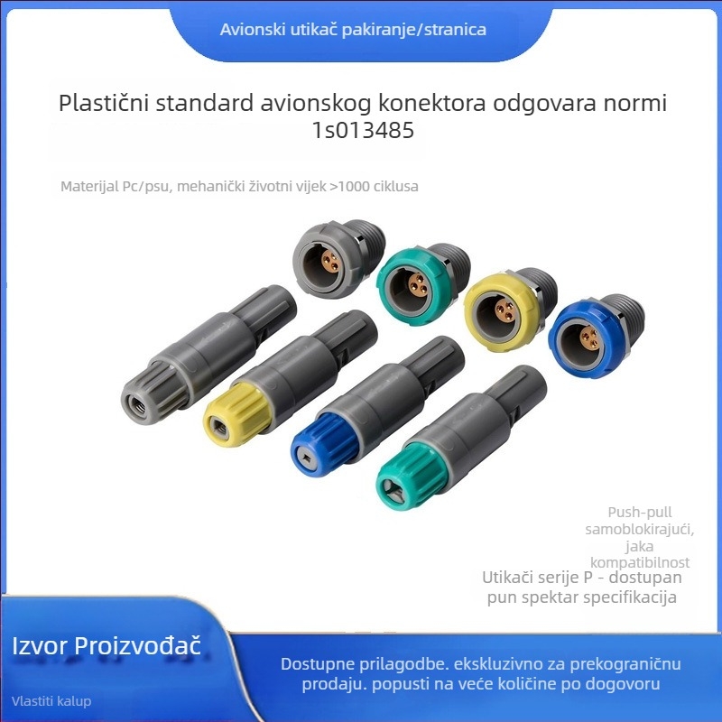 LEMO-kompatibilni kružni push-pull konektor, M8, 2-pinski, muški-ženski