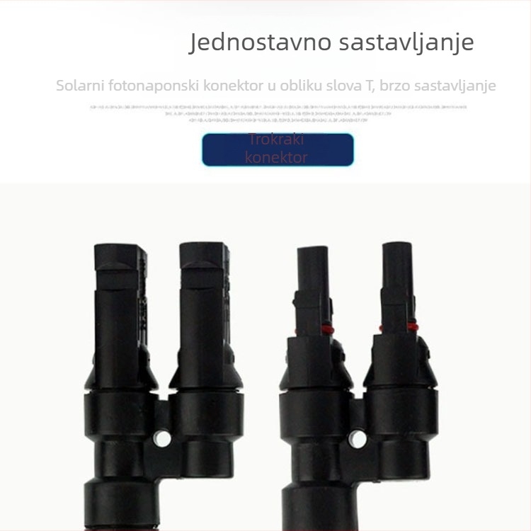 MC4 fotonaponski konektor, T-tip 3-putni, za solarne ploče, pretvarač 2 na 1, paralelno/serijsko spajanje