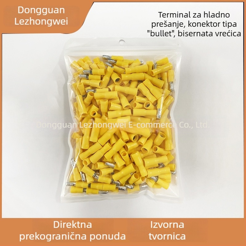 200 komada izoliranih muških i ženskih konektora za kabel, hladno presovani priključci, kuglični terminal, crvena, žuta, plava