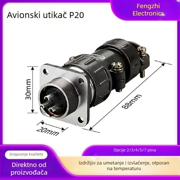Zrakoplovni konektor s utikačem i utičnicom, serija P20K, 2–7 pinova