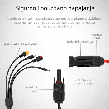 MC4 solarni kabel za povezivanje, 1 na 4 kabel za punjenje za Anderson vanjsku bateriju za pohranu energije