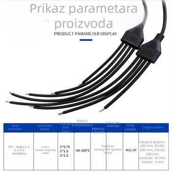 Y-tip trostruki vodootporni kabelski konektor za svjetlosne module, muško-ženski spoj