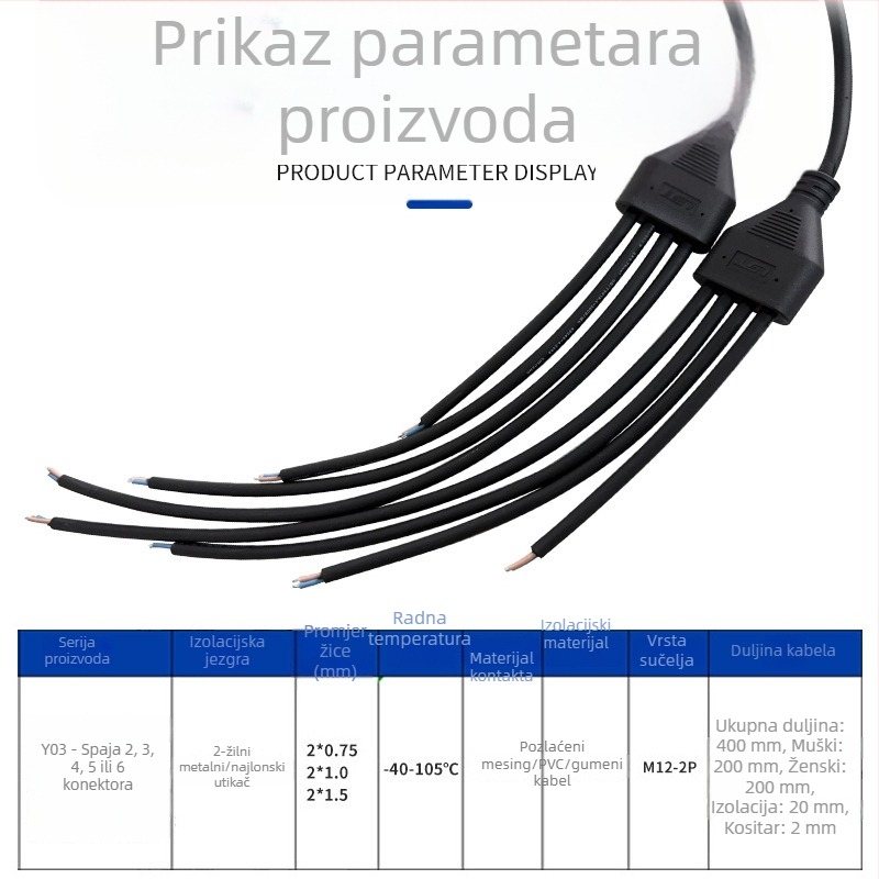 Y-tip trostruki vodootporni kabelski konektor za svjetlosne module, muško-ženski spoj