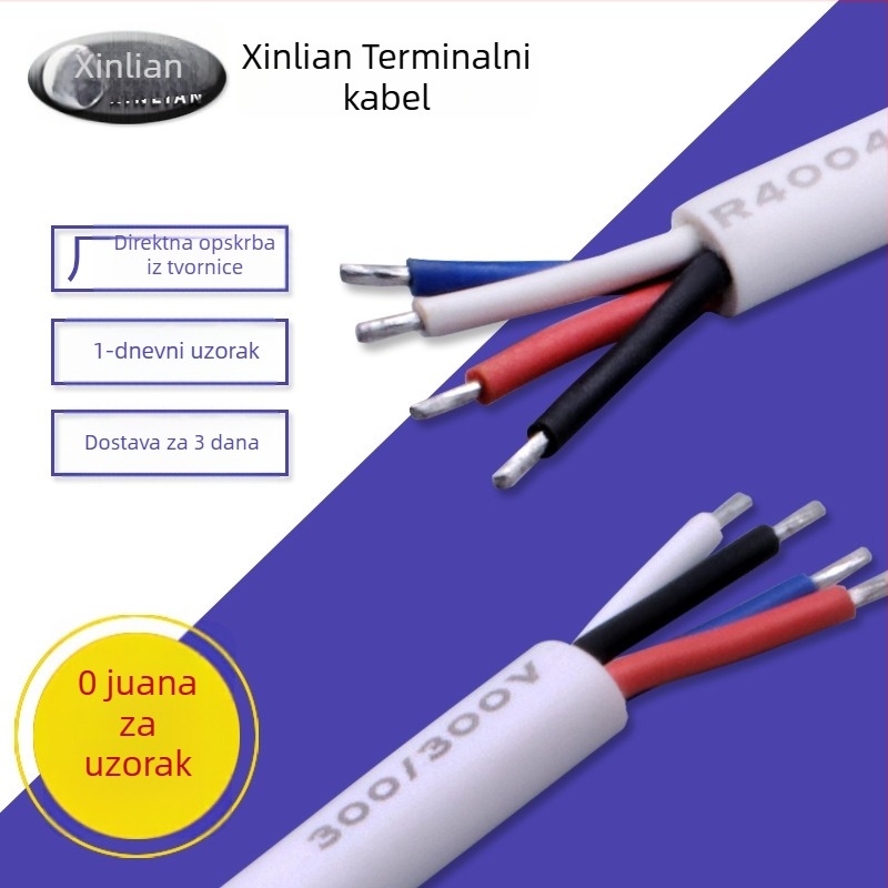 Bijeli H03VV-F napojni kabel, 4×0,5 mm², kabel za povezivanje s punionicom