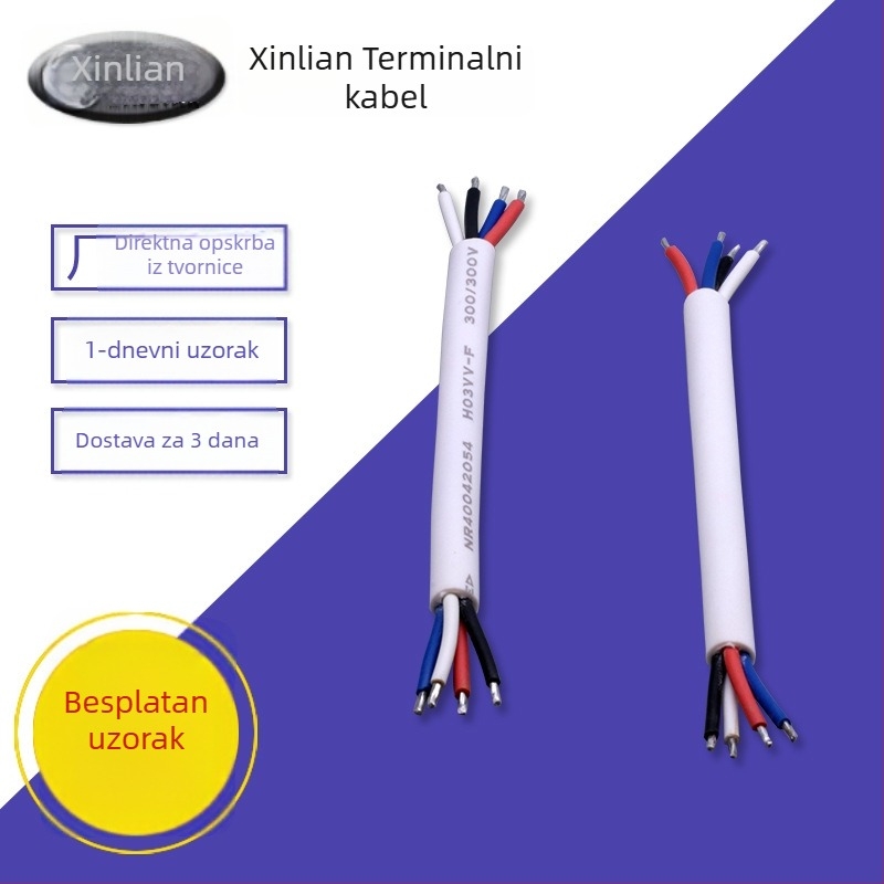 Bijeli H03VV-F napojni kabel, 4×0,5 mm², kabel za povezivanje s punionicom