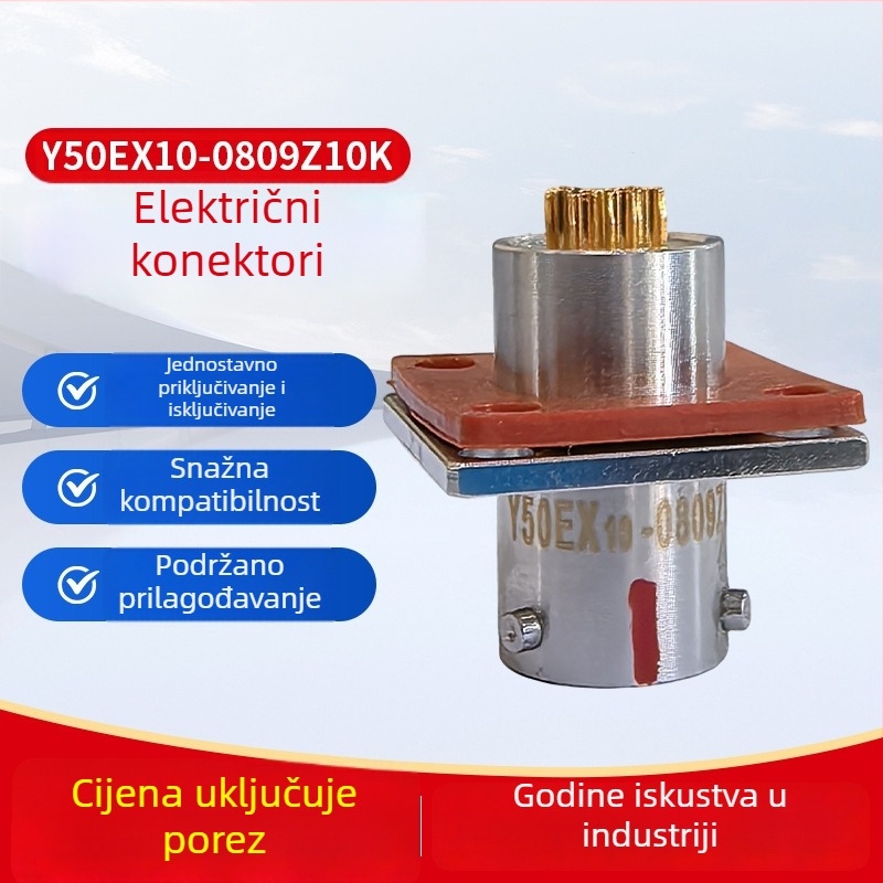 Okrugli avionski električni konektor Y50Ex10-0809Z10K, 1-polni, bakrena izolacija, pomorske primjene