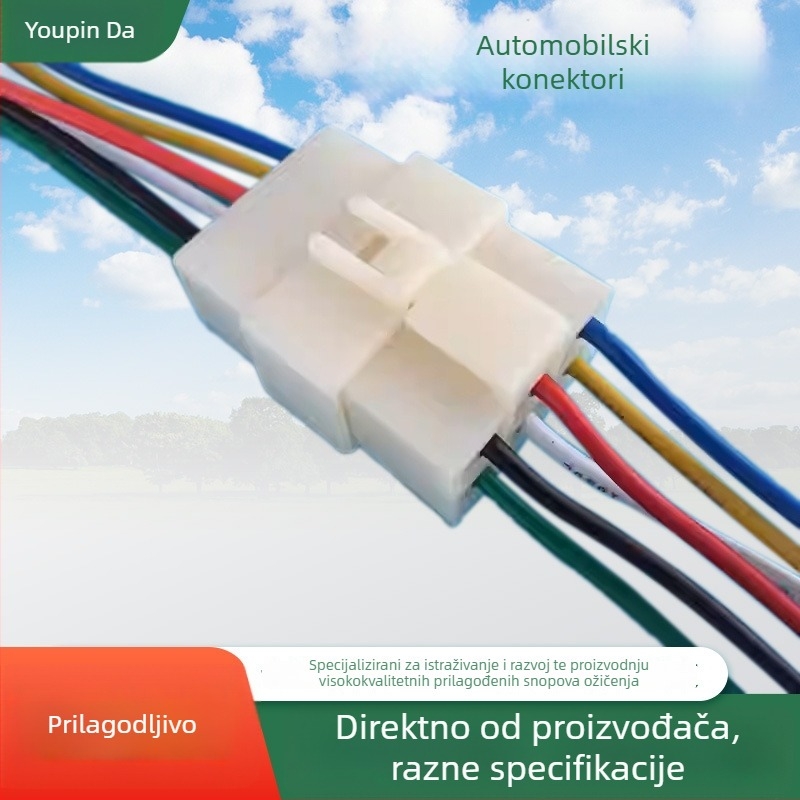 Automobilski konektor 6,3 mm, dvoredni 6-pinski konektor, izolirani spojni sklop za kabel s 6 žica, spojni utikač i utičnica