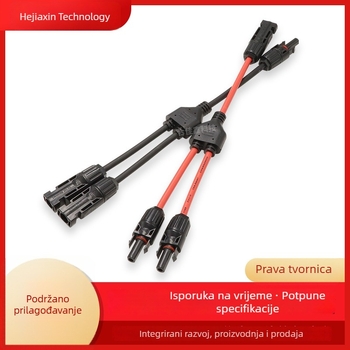 MC4 Y-tip konektor za paralelno spajanje fotonaponskih sustava, vodootporan kabel 2 na 1, crvena i crna