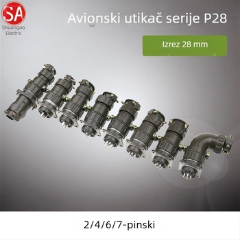 P28 okrugli avionski konektor – spojni kutni tip, 2-pinski, 4-pinski, 6-pinski ili 7-pinski napojni utikač i utičnica