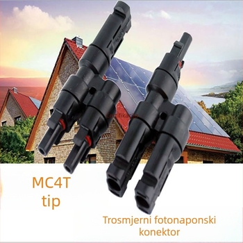 MC4 fotonaponski konektor za solarne panele, Razdjelnik T-tipa, paralelni adapter 2 na 1, 3-putni konektor