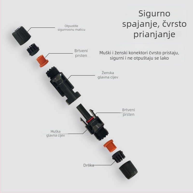 MC4 fotonaponski konektor — IP67 vodootporan muški i ženski priključak za solarne ploče