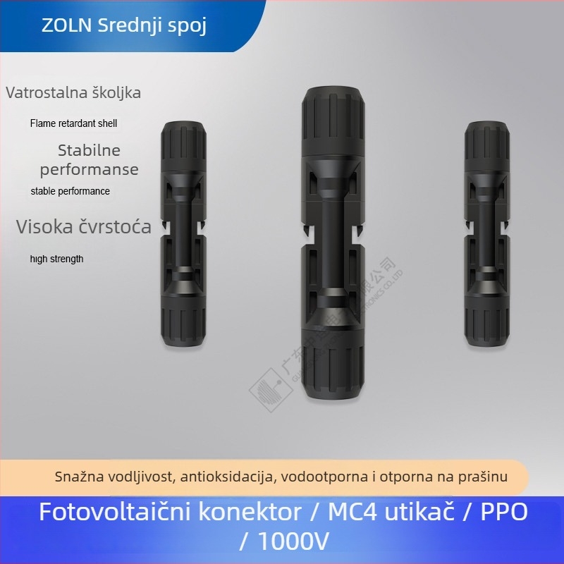 Zhonglian MC4 fotovoltni konektor za solarne ploče, 2P, vodootporni adapter, PPO materijal