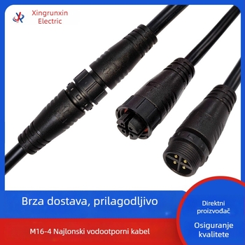 M16-4 najlonski 4-žilni vodootporni konektor, muško-ženski spoj za kabel solarne energije