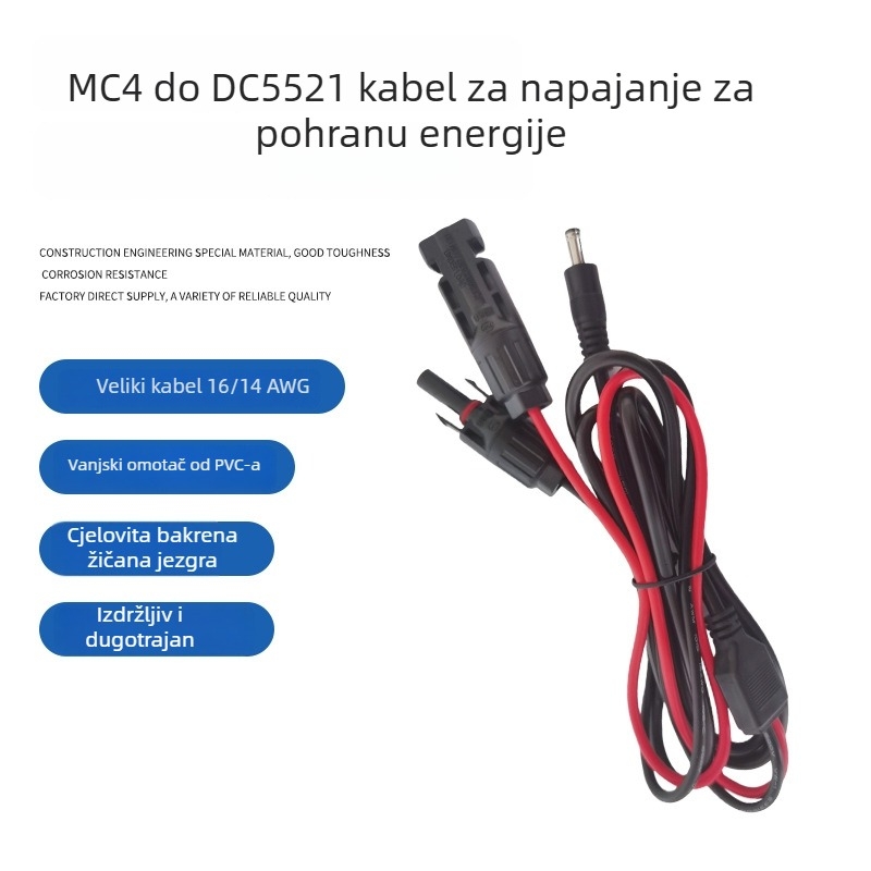 MC4–DC5521 kabel za energetsko skladištenje i solarne PV sustave