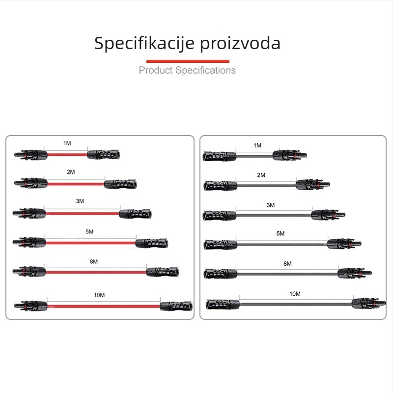 TÜV certificirani fotonaponski produžni kabel PV1-F 4 mm² MC4 kabel za solarne ploče